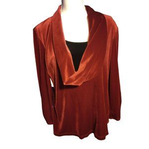 NWT Notations XL two in one red drag neck and black topwomen's